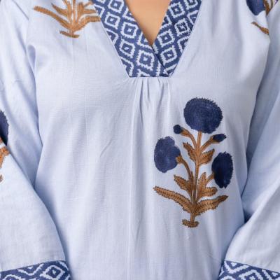 Martini - Cotton Floral Hand Block Printed Kurti with Pant and Dupatta