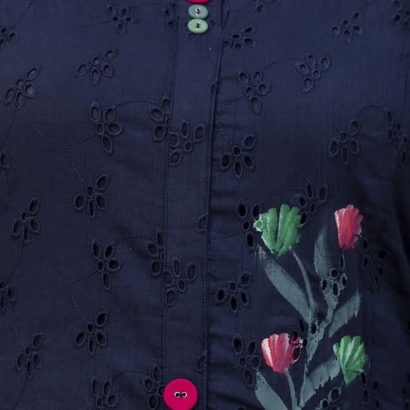 Martini - Cotton Schiffli Work Kurti with Pant and Dupatta