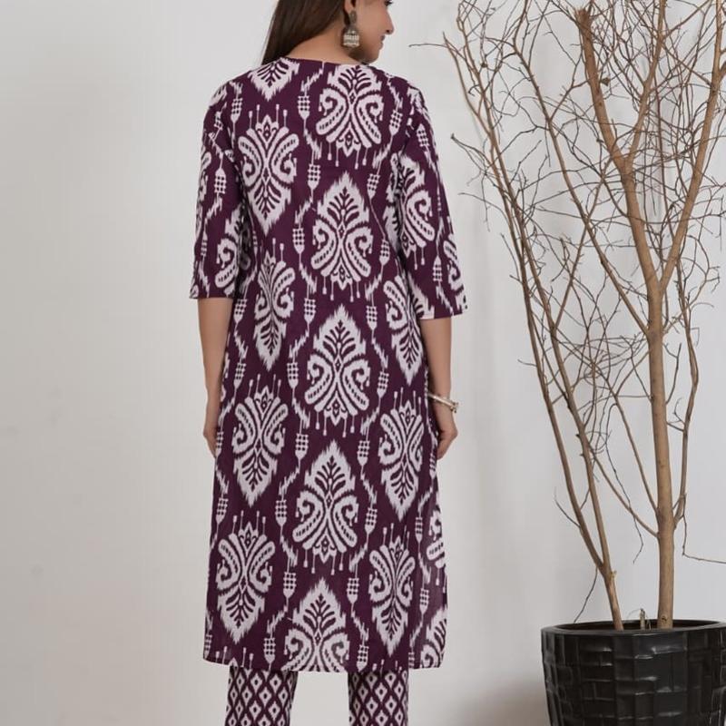 Cotton Visscose Prinetd Kurti with Pant and Dupatta