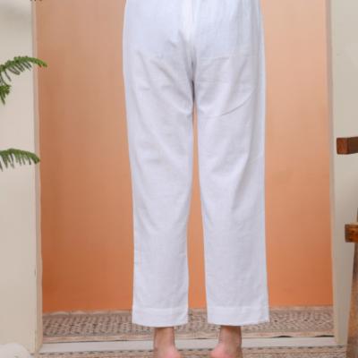 VAASVA - Whitel Cotton Flax Solid Straight Pants