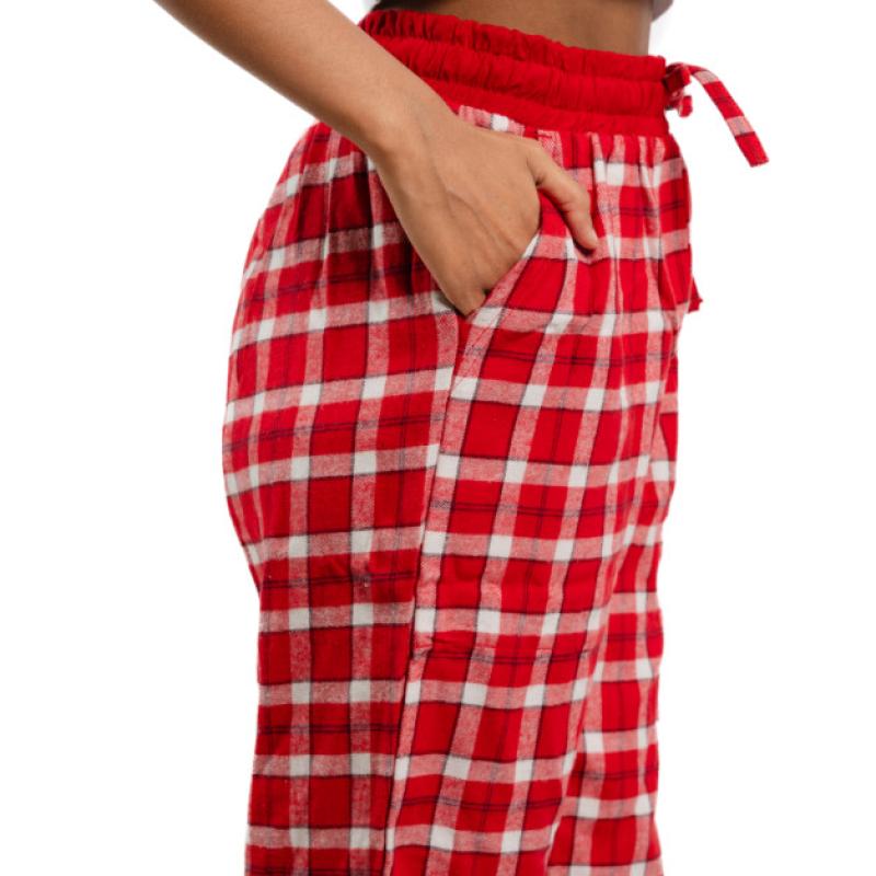 Women Checkered Cotton Red Pyjama
