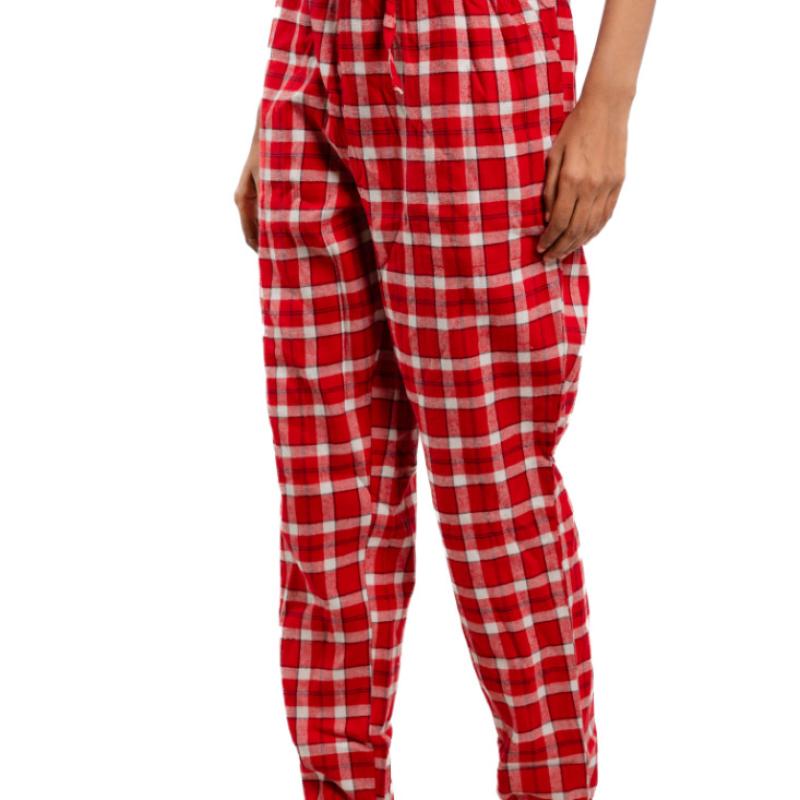 Women Checkered Cotton Red Pyjama