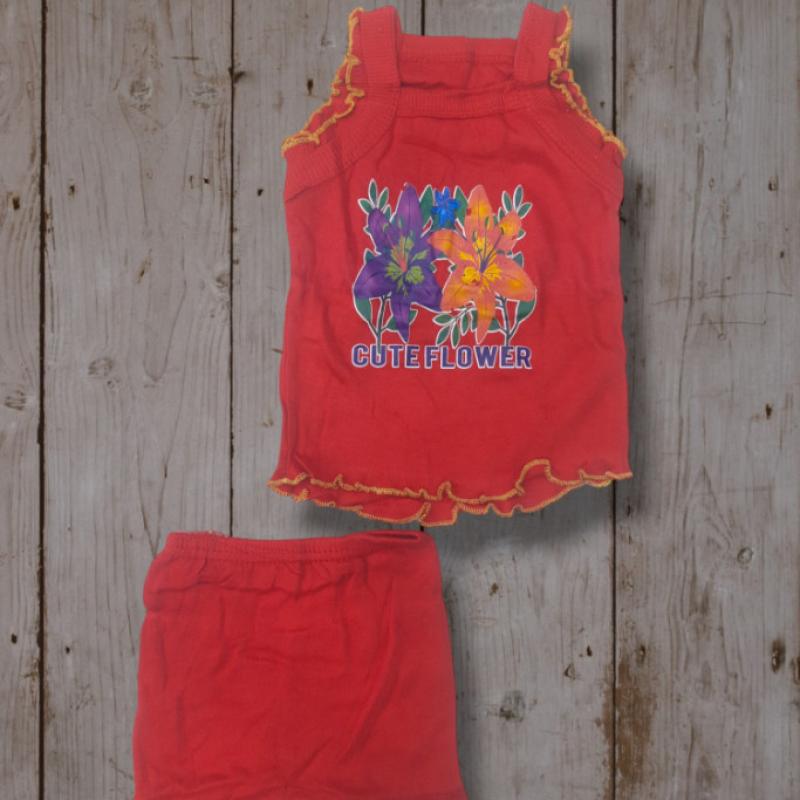Aaron - Assorted 18 Pieces Of Cotton Hosiery Frock With Short Set For Girls