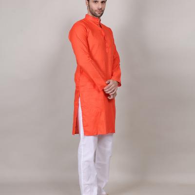 Charvi - Green Cotton Viscose Blend Self Design Woven Mens Kurta