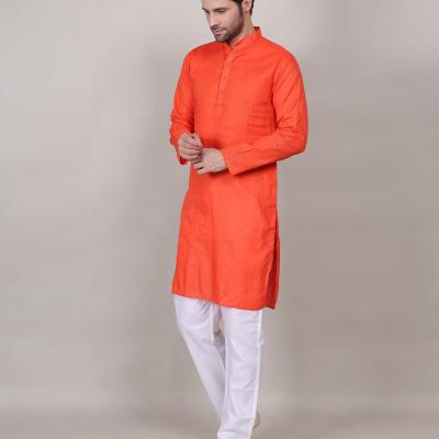 Charvi - Green Cotton Viscose Blend Self Design Woven Mens Kurta