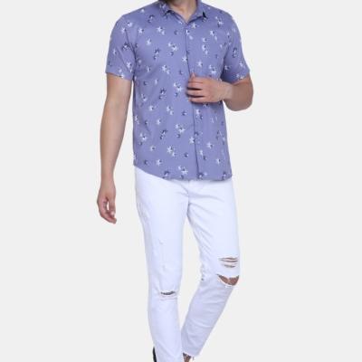 Radha - Cotton Blend Floral Printed Men's Half Sleeve Shirt
