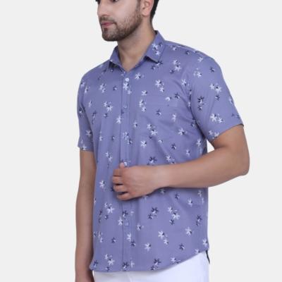 Radha - Cotton Blend Floral Printed Men's Half Sleeve Shirt