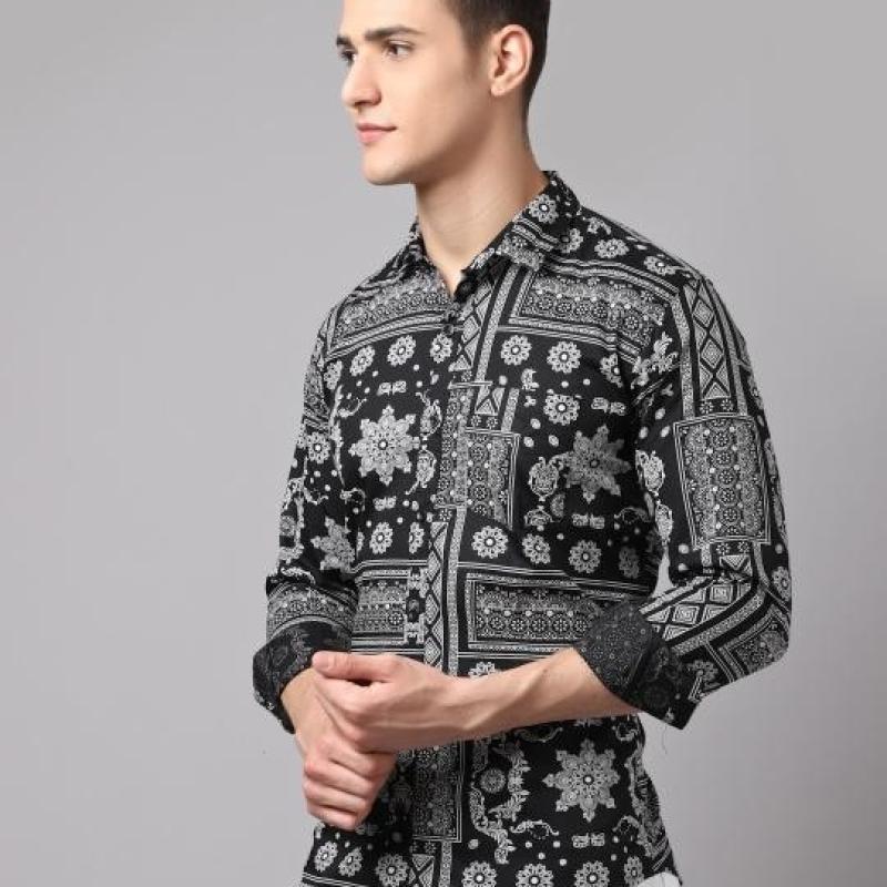 Radha - Cotton Dobby Block Printed Mens Shirt