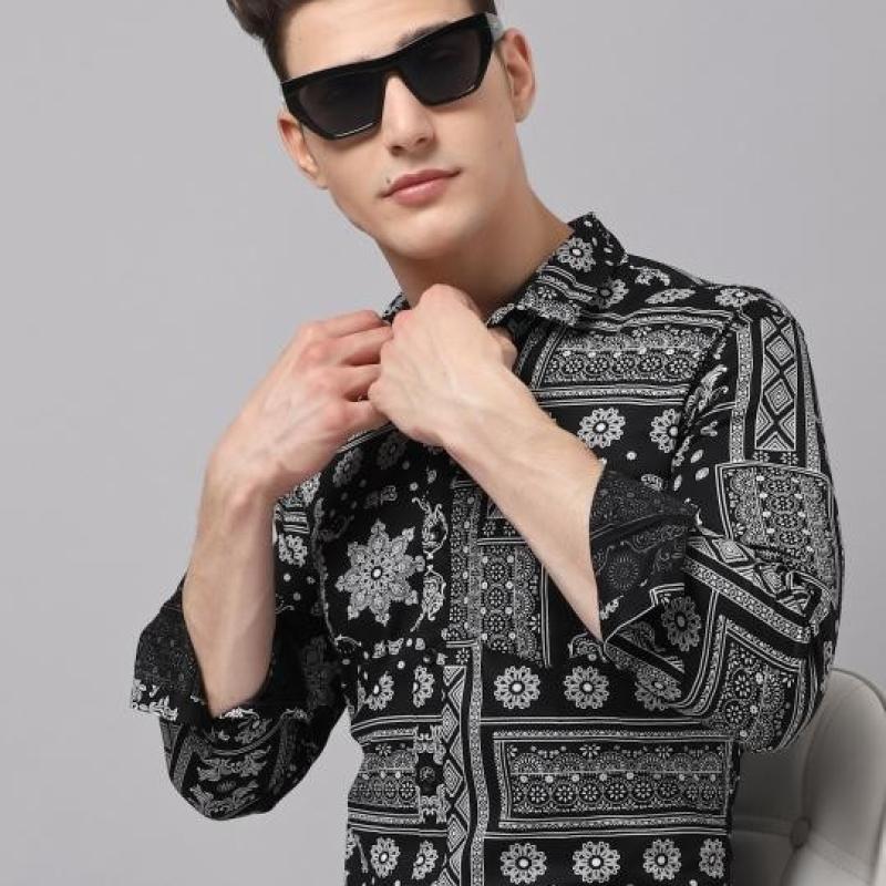 Radha - Cotton Dobby Block Printed Mens Shirt