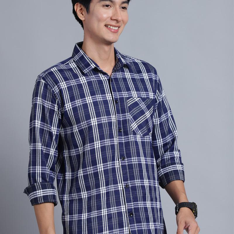 Radha - Casual Stylish Cotton Blend Cheakered Shirt For Men