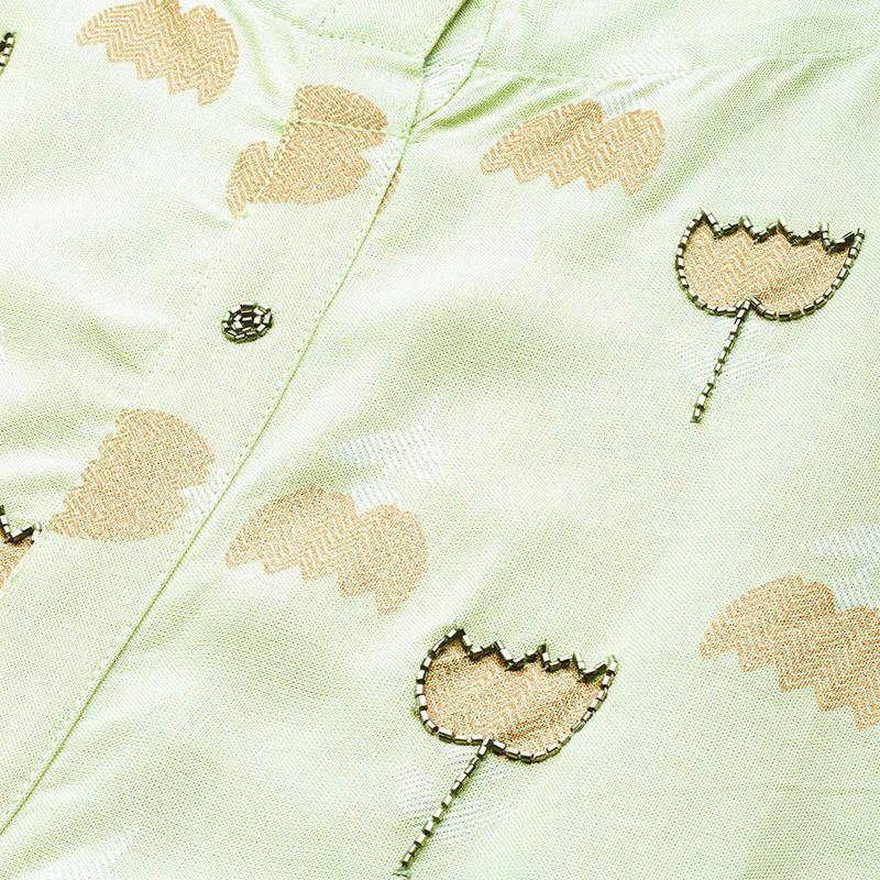 Rayon Casual 3/4 Sleeve Printed Women Green Top