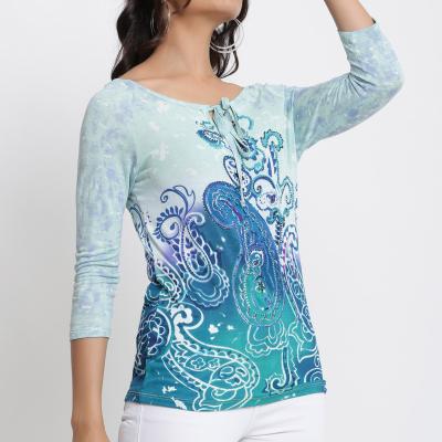 Viscose Printed Hand Beading Work T-shirt