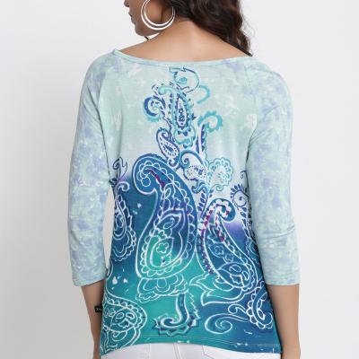 Viscose Printed Hand Beading Work T-shirt
