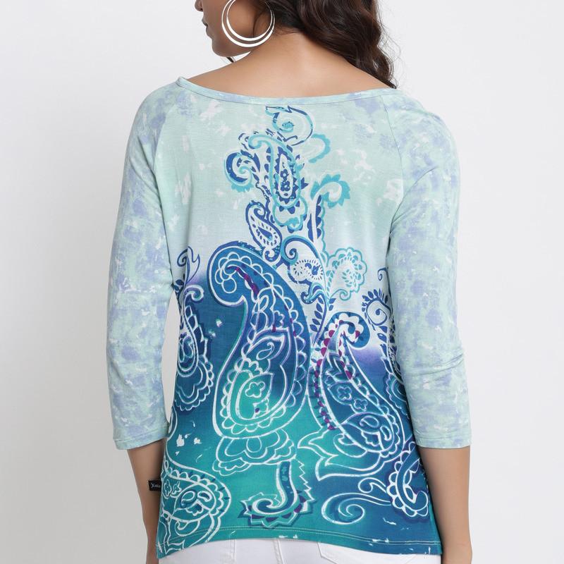 Viscose Printed Hand Beading Work T-shirt